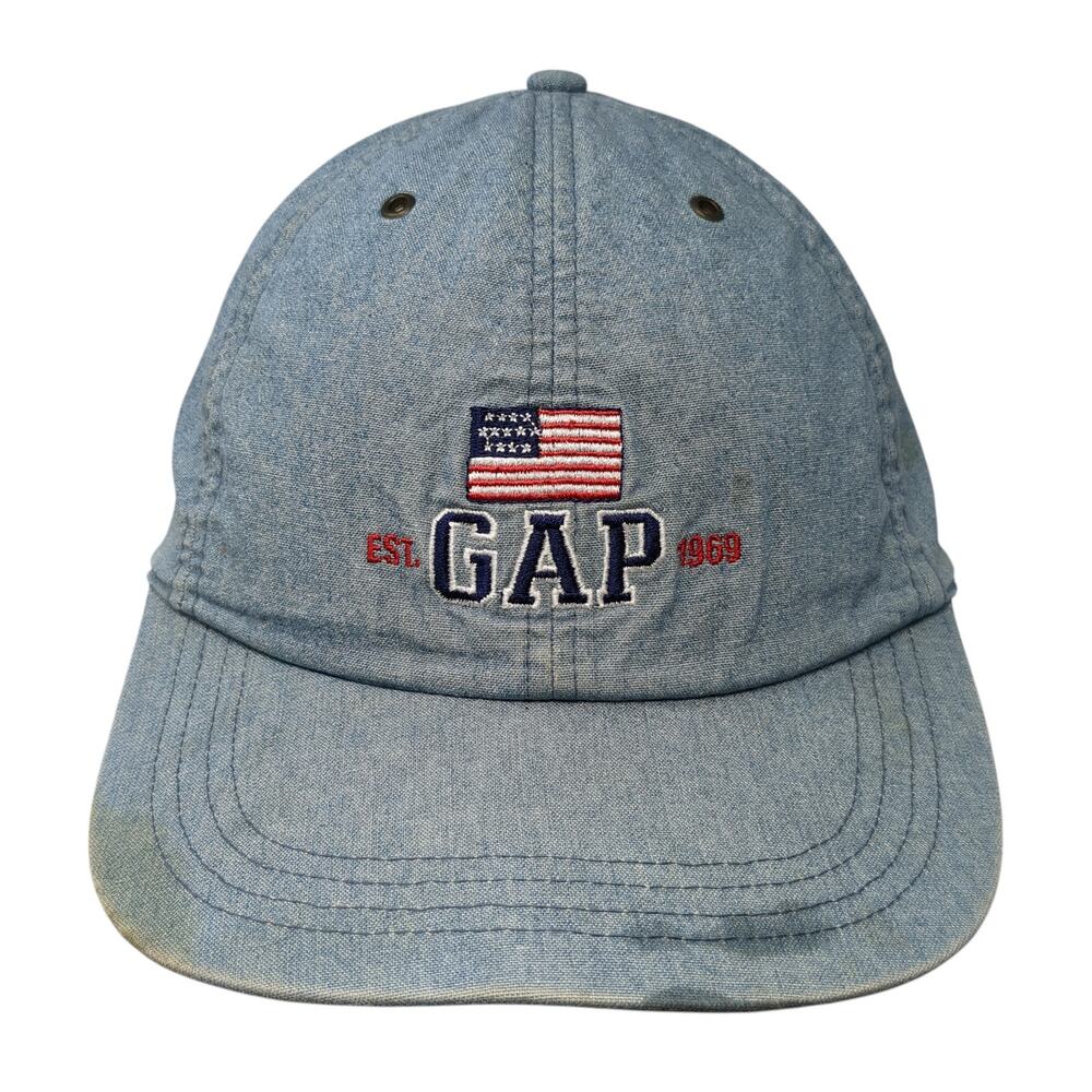 GAP 1969 USA Flag Slideback Hat Blue One Size Adjustable Embroidered